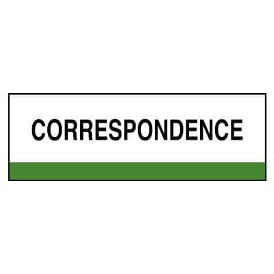 Patterson Office Supplies Index Tab, 1-1/4" W x 1-1/2" H, Correspondence, Dark Green Stripe, 100/Pkg - Index Tab, 1-1/4" W x 1-1/2" H, 100/Pkg - Correspondence, Dark Green Stripe - Image 1
