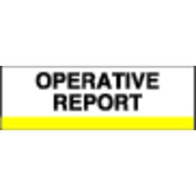 Patterson Office Supplies Index Tab, 1-1/4" W x 1-1/2" H, Operative Report, Yellow Stripe, 100/Pkg - Index Tab, 1-1/4" W x 1-1/2" H, 100/Pkg - Operative Report, Yellow Stripe - Image 1