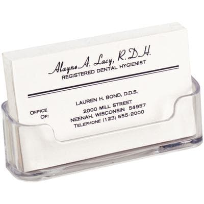 Deflecto Horizontal Business Card Holder, Clear, 3-3/4" W x 1-7/8" H x 1-1/2" D - Deflecto Horizontal Business Card Holder, 3-3/4" W x 1-7/8" H x 1-1/2" D - Clear - Image 1