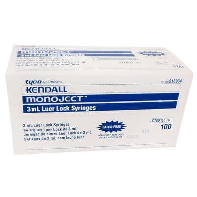 Monoject Luer-Lock Syringe, 3 mL, Sterile, Rigid Pack, 100/Box, 8881513934 thumbnail 7