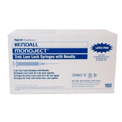 Monoject Hypodermic Syringe with Needle, 3cc/3mL, 23G x 1", Orange, Conventional, Sterile, 100/Box thumbnail 2