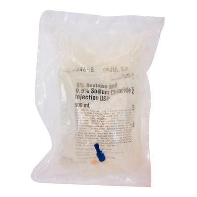 Baxter 5% Dextrose and 0.9% Sodium Chloride Injection, 500 mL IV Bags, 24/Case, NDC 00338-0089-03 thumbnail 2