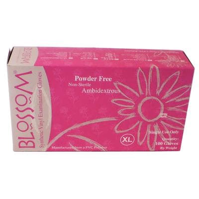 Blossom Vinyl Exam Gloves, Powder Free, Latex Free, Non-Sterile, Extra Large, White, 100/Box thumbnail 2