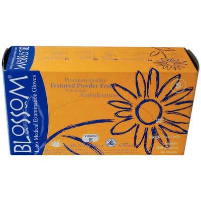Blossom® Latex Exam Gloves with Aloe Vera and Vitamin E, Powder Free, Non-Sterile, Small, 100/Box - Blossom® Latex Exam Gloves with Aloe Vera and Vitamin E – Powder Free, 100/Box - Small - Image 1