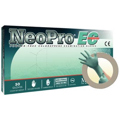 Microflex NeoPro EC Chloroprene Exam Gloves, Powder Free, Non-Sterile, Extended Cuff, Textured Fingertips, Small, Green, 50/Box, NEC-288 thumbnail 6