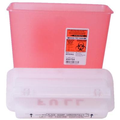 SharpStar In-Room Sharps Container with Counterbalanced Lid, 5 Qt, Transparent Red, 8507SA thumbnail 9