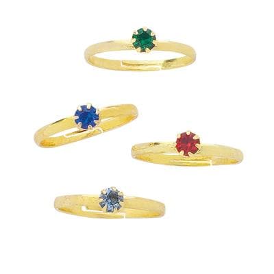 Birthstone Gem Rings, Adjustable, Assorted Colors, 36/Pkg - Birthstone Gem Rings, Adjustable, Assorted Colors, 36/Pkg - Rings - Image 1