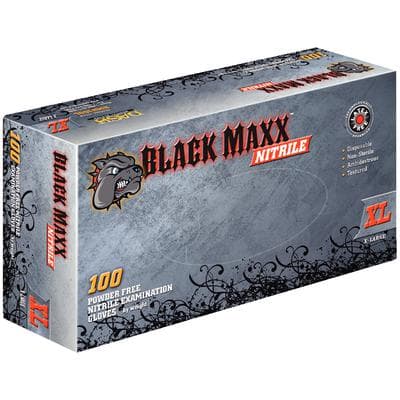Black Maxx™ Nitrile Exam Gloves, Powder Free, Non-Sterile, Extra Large, Black, Textured, 100/Box, 10 Boxes/Case thumbnail 2