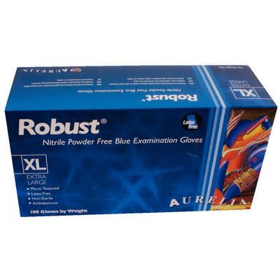 Aurelia® Robust™ Soft Nitrile Exam Gloves, Powder Free, Non-Sterile, Blue, Extra Large, 100/Box, 93899 thumbnail 2