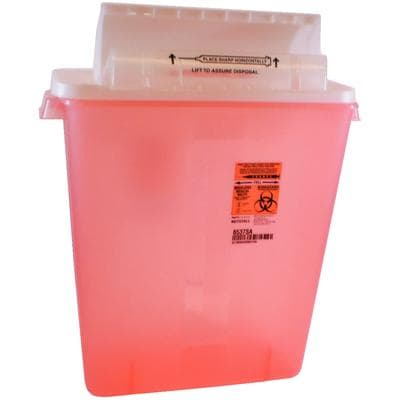Cardinal SharpStar Safety In-Room Sharps Container with Counterbalanced Lid, Transparent Red, 3 Gallon, 8537SA thumbnail 5