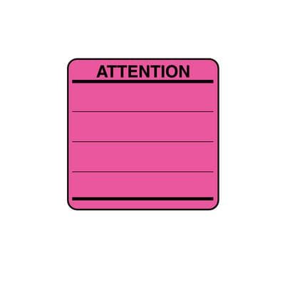 Patterson Chart Labels - DDS/MD - Attention, Fluorescent Pink, 2" W x 2" H, 500/Roll - Chart Labels - DDS/MD - Attention, Fluorescent Pink,2" W x 2" H, 500/Roll - Image 1
