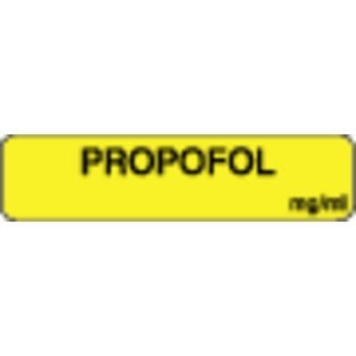 Syringe Label, 1-1/4" W x 5/16" H, 500/Roll - Propofol, Fluorescent Yellow - Syringe Label, 1-1/4 W x 5//16 H, 500/Roll - Propofol, Fluorescent Yellow - Image 1