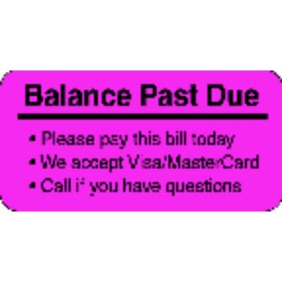 Collection/Billing Labels - Balance Past Due, Fluorescent Pink, 2" W x 1" H, 500/Roll - Collection/Billing Labels - Balance Past Due, Fluorescent Pink, 2" W x 1" H, 500/Roll - Image 1