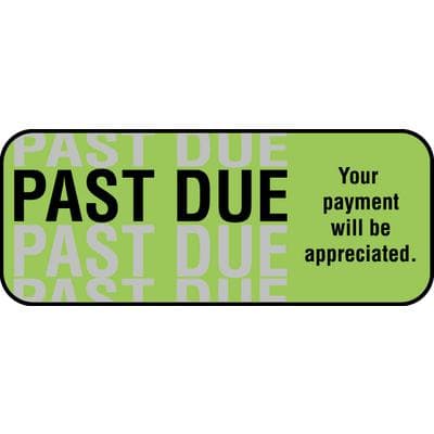 Patterson Office Supplies Collection/Billing Labels - Past Due, Fluorescent Green, 2-1/4" W x 15/16" H, 250/Roll - Collection/Billing Labels - Past Due, Fluorescent Green, 2-1/4" W x 15//16" H, 250/Roll - Image 1