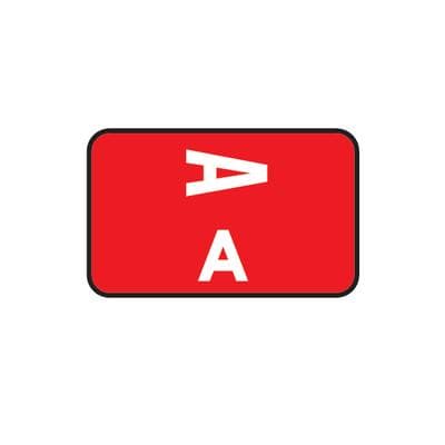 Smead® Alpha-Z™ Compatible Individual File Box Label, 1-5/8" W x 1" H, Letter A, Red, 100/Pkg - Smead® Alpha-Z™ Compatible Individual File Box Label, 1-5/8" W x 1" H, 100/Pkg - A, Red - Image 1
