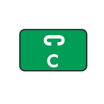 Smead® Alpha-Z™ Compatible Individual File Box Label, 1-5/8" W x 1" H, Letter C, Dark Green, 100/Pkg - Smead® Alpha-Z™ Compatible Individual File Box Label, 1-5/8" W x 1" H, 100/Pkg - C, Dark Green - Image 1