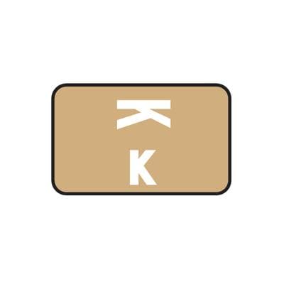 Smead® Alpha-Z™ Compatible Individual File Box Label, 1-5/8" W x 1" H, Letter K, Light Brown, 100/Pkg - Smead® Alpha-Z™ Compatible Individual File Box Label, 1-5/8" W x 1" H, 100/Pkg - K, Light Brown - Image 1
