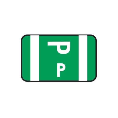 Smead® Alpha-Z™ Compatible Individual Roll Label, Letter P, 1-5/8" W x 1" H, Dark Green, 250/Roll - Smead® Alpha-Z™ Compatible Individual Roll Label, 1-5/8" W x 1" H, 250/Roll - P, Dark Green - Image 1