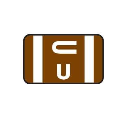 Smead® Alpha-Z™ Compatible Individual File Box Label, 1-5/8" W x 1" H, Letter U, Dark Brown, 100/Pkg - Smead® Alpha-Z™ Compatible Individual File Box Label, 1-5/8" W x 1" H, 100/Pkg - U, Dark Brown - Image 1