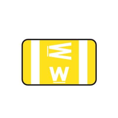 Smead® Alpha-Z™ Compatible Individual File Box Label, 1-5/8" W x 1" H, Letter W, Yellow, 100/Pkg - Smead® Alpha-Z™ Compatible Individual File Box Label, 1-5/8" W x 1" H, 100/Pkg - W, Yellow - Image 1