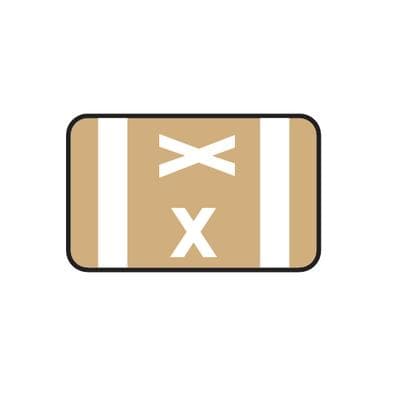 Smead® Alpha-Z™ Compatible Individual Roll Label, 1-5/8" W x 1" H, Letter X, Light Brown, 250/Roll - Smead® Alpha-Z™ Compatible Individual Roll Label, 1-5/8" W x 1" H, 250/Roll - X, Light Brown - Image 1