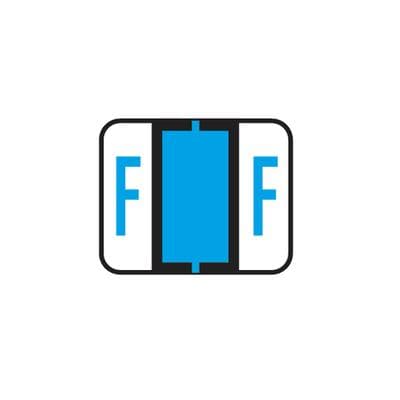 Smead® Alpha-Z™ BCCR/BCCS Compatible Roll Label, 1-1/4" W x 1" H, Letter F, Blue, 500/Roll - Smead® Alpha-Z™ BCCR/BCCS Compatble Roll Label, 1-1/4" W x 1" H, 500/Roll - F, Blue - Image 1