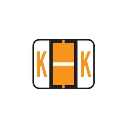 Smead® Alpha-Z™ BCCR/BCCS Compatible Roll Label, 1-1/4" W x 1" H, Letter K, Light Orange, 500/Roll - Smead® Alpha-Z™ BCCR/BCCS Compatble Roll Label, 1-1/4" W x 1" H, 500/Roll - K, Light Orange - Image 1