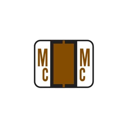 Smead® Alpha-Z™ BCCR/BCCS Compatible Roll Label, 1-1/4" W x 1" H, Letter: Mc, Brown, 500/Roll - Smead® Alpha-Z™ BCCR/BCCS Compatble Roll Label, 1-1/4" W x 1" H, 500/Roll - Mc, Brown - Image 1