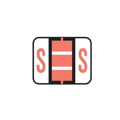 Smead® Alpha-Z™ BCCR/BCCS Compatible Roll Label, 1-1/4" W x 1" H, Letter S, Pink, 500/Roll - Smead® Alpha-Z™ BCCR/BCCS Compatble Roll Label, 1-1/4" W x 1" H, 500/Roll - S, Pink - Image 1
