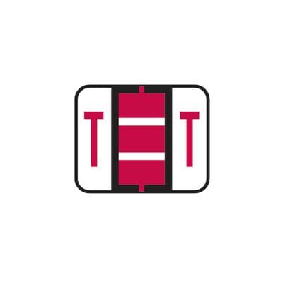Smead® Alpha-Z™ BCCR/BCCS Compatible Roll Label, 1-1/4" W x 1" H, Letter T, Red, 500/Roll - Smead® Alpha-Z™ BCCR/BCCS Compatble Roll Label, 1-1/4" W x 1" H, 500/Roll - T, Red - Image 1