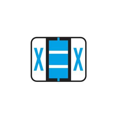 Smead® Alpha-Z™ BCCR/BCCS Compatible Roll Label, 1-1/4" W x 1" H, Letter X, Blue, 500/Roll - Smead® Alpha-Z™ BCCR/BCCS Compatble Roll Label, 1-1/4" W x 1" H, 500/Roll - X, Blue - Image 1