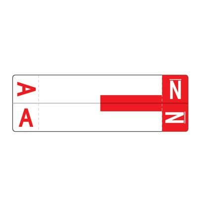 Smead® Alpha-Z™ Compatible Name File Box Label, 3-5/8" W x 1-5/32" H, A/N, Red, 100/Pkg - Smead® Alpha-Z™ Compatible Name File Box Label, 3-5/8" W x 1-5/32" H, 100/Pkg - A/N, Red - Image 1