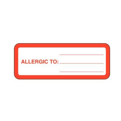 Chart Labels - DDS/MD - Allergic To, White, 3" W x 1-1/8" H, 320/Roll - Chart Labels - DDS/MD - Allergic To, White, 3" W x 1-1/8" H, 320/Roll - Image 1