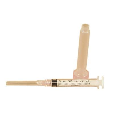 Monoject Hypodermic Syringe with Needle, 3cc/3mL, 20G x 1-1/2", Pink, Conventional, Sterile, 100/Box thumbnail 2