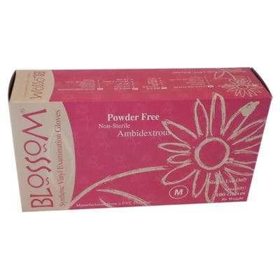 Blossom Vinyl Exam Gloves, Powder Free, Latex Free, Non-Sterile, Medium, White, 100/Box thumbnail 2