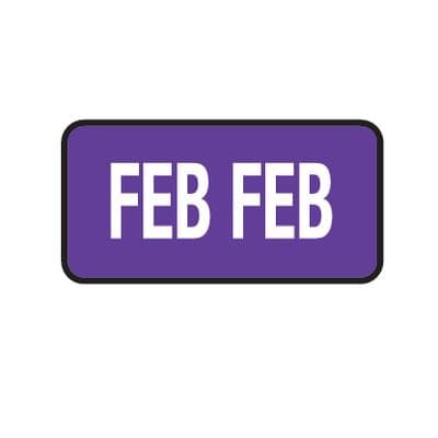 Tab® Compatible Individual Monthly Aging Label, 1" W x 1/2" H, February, Dark Blue, 500/Roll - Tab® Compatible Individual Monthly Aging Label, 1" W x 1/2" H, 500/Roll - February, Dark Blue - Image 1