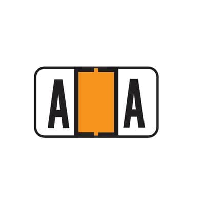 Jeter® 5800 Series Compatible Binder Alpha Label, 1-5/8" W x 15/16" H, Letter A, Orange, 240/Pkg - Jeter® 5800 Series Compatible Binder Alpha Label, 1-5/8" W x 15/16" H, 240/Pkg - A, Orange - Image 1