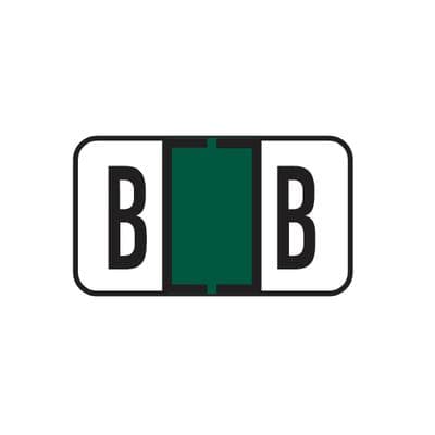 Jeter® 7100 Series Compatible File Box Alpha Label, Letter B, 1-5/8" W x 15/16" H, Dark Green, 225/Pkg - Jeter® 7100 Series Compatible File Box Alpha Label, 1-5/8" W x 15/16" H, 225/Pkg - B, Dark Green - Image 1