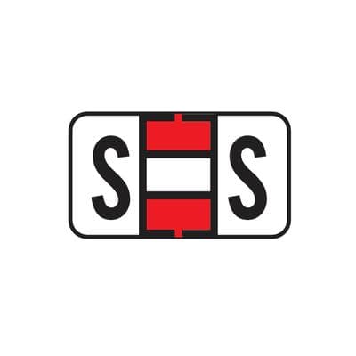 Jeter® 5800 Series Compatible Binder Alpha Label, 1-5/8" W x 15/16" H, Letter S, Red, 240/Pkg - Jeter® 5800 Series Compatible Binder Alpha Label, 1-5/8" W x 15/16" H, 240/Pkg - S, Red - Image 1