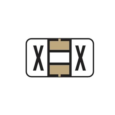 Jeter® 5800 Series Compatible Binder Alpha Label, 1-5/8" W x 15/16" H, Letter X, Tan, 240/Pkg - Jeter® 5800 Series Compatible Binder Alpha Label, 1-5/8" W x 15/16" H, 240/Pkg - X, Tan - Image 1