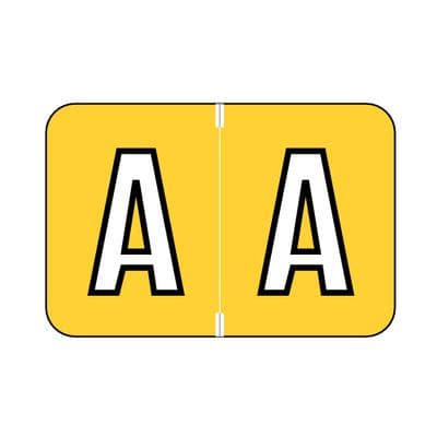 Jewel Tone™ Alpha Label, Individual File Box Letter, 1-1/2" W x 1" H, 225/Pkg - A, Yellow - Jewel Tone™ Alpha Label, Individual File Box Letter, 1-1/2 W x 1 H, 225/Pkg - A, Yellow - Image 1