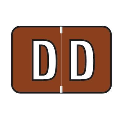 Jewel Tone™ Alpha Label, Individual Roll Letter D, 1-1/2" W x 1" H, Brown, 500/Roll - Jewel Tone™  Alpha Label, Individual Roll Letter, 1-1/2 W x 1 H, 500/Roll - D, Brown - Image 1