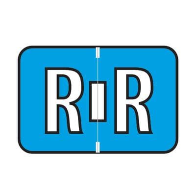 Jewel Tone™ Alpha Label, Individual Binder Letter 'R', 1-1/2" W x 1" H, Blue, 240/Pkg - Jewel Tone™  Alpha Label, Individual Binder Letter, 1-1/2 W x 1 H, 240/Pkg - R, Blue - Image 1