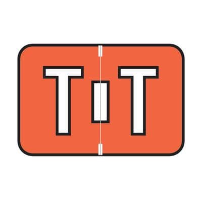 Jewel Tone™ Alpha Label, Individual File Box Letter T, 1-1/2" W x 1" H, Orange, 225/Pkg - Jewel Tone™  Alpha Label, Individual File Box Letter, 1-1/2 W x 1 H, 225/Pkg - T, Orange - Image 1
