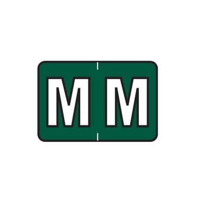 Barkely ABKM and Sycom Compatible Alpha Roll Label, 1-1/2" W x 1" H, Letter M, Dark Green, 500/Roll - Barkely® ABKM and Sycom® Compatible Alpha Roll Label, 1-1/2" W x 1" H, 500/Roll - M, Dark Green - Image 1