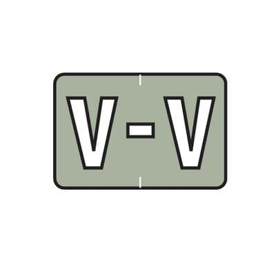 Barkley® ABKM and Sycom® Compatible Alpha File Box Label, 1-1/2" W x 1" H, Letter V, Gray, 225/Pkg - Barkley® ABKM and Sycom® Compatible Alpha File Box Label, 1-1/2 W x 1 H, 225/Pkg - V, Gray - Image 1