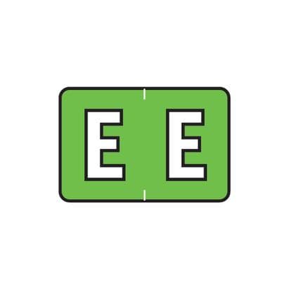 Barkely® ABKM and Sycom® Compatible Alpha Roll Label, 1-1/2" W x 1" H, Letter E, Green, 500/Roll - Barkely® ABKM and Sycom® Compatible Alpha Roll Label, 1-1/2" W x 1" H, 500/Roll - E, Green - Image 1
