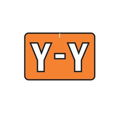 Barkely® ABKM and Sycom® Compatible Alpha Roll Label, 1-1/2" W x 1" H, Letter Y, Light Orange, 500/Roll - Barkely® ABKM and Sycom® Compatible Alpha Roll Label, 1-1/2" W x 1" H, 500/Roll - Y, Light Orange - Image 1
