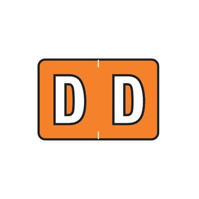 Barkley ABKM and Sycom Compatible Alpha File Box Label, 1-1/2" W x 1" H, Letter D, Orange, 225/Pkg - Barkley® ABKM and Sycom® Compatible Alpha File Box Label, 1-1/2 W x 1 H, 225/Pkg - D, Orange - Image 1