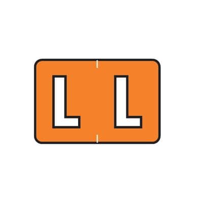 Barkley® ABKM and Sycom® Compatible Alpha File Box Label, 1-1/2" W x 1" H, Letter L, Orange, 225/Pkg - Barkley® ABKM and Sycom® Compatible Alpha File Box Label, 1-1/2 W x 1 H, 225/Pkg - L, Orange - Image 1